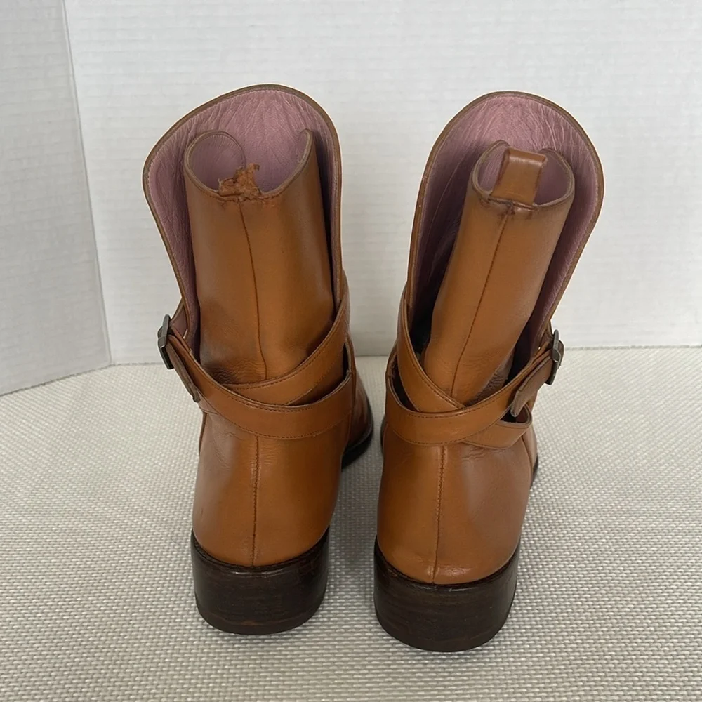 Gianni Milanesi Women's Leather Booties Size US 8 EU 38 Adjustable Ankle Strap